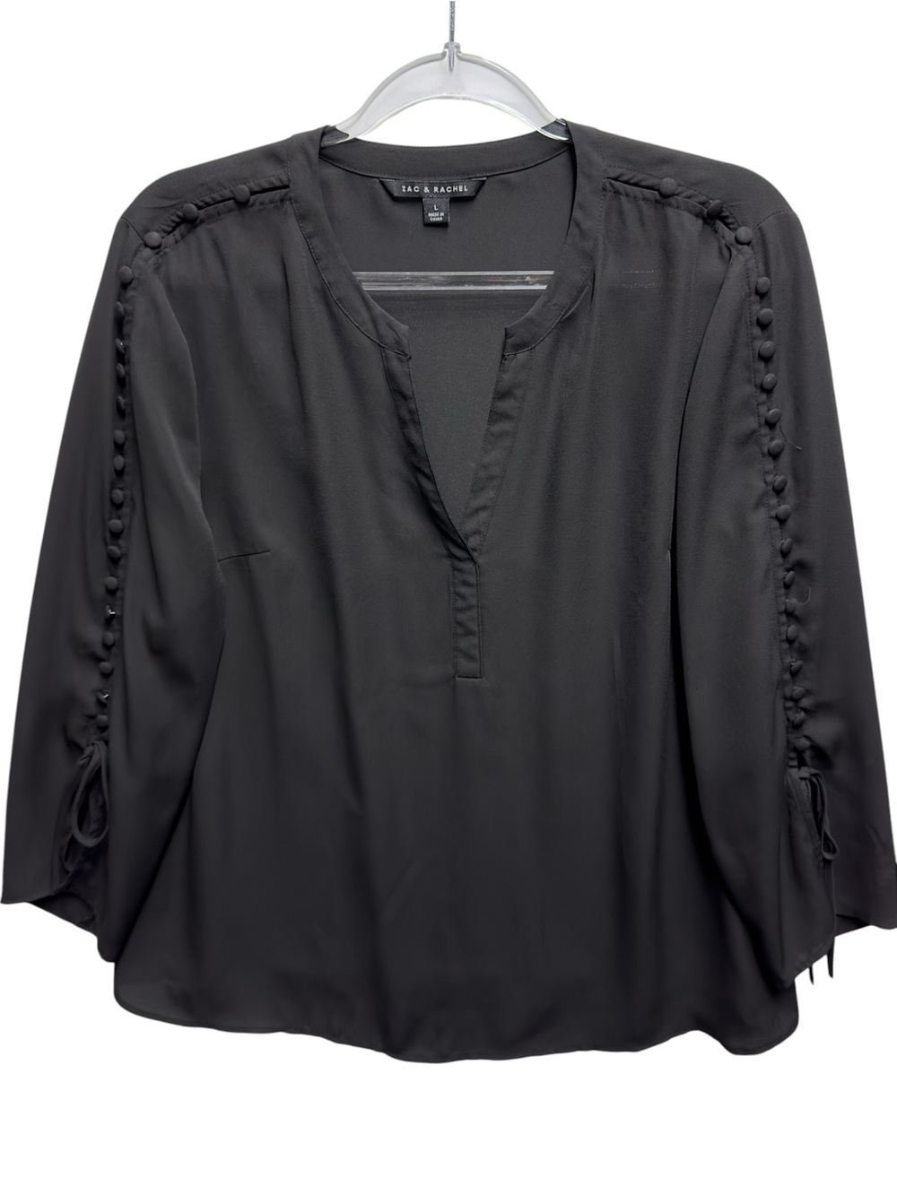 Tuxedo Chiffon Knit Portofino Buttons Blouse Top
